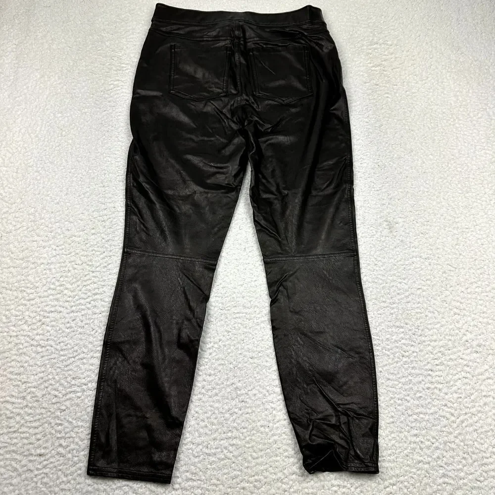 SPANX Faux Leather-Like Skinny Pant Women's Large Black‎ Ankle Stretch Slimming